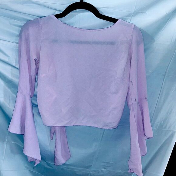 Preloved Purple Sheer Tie Blouse size - Picture 1 of 3